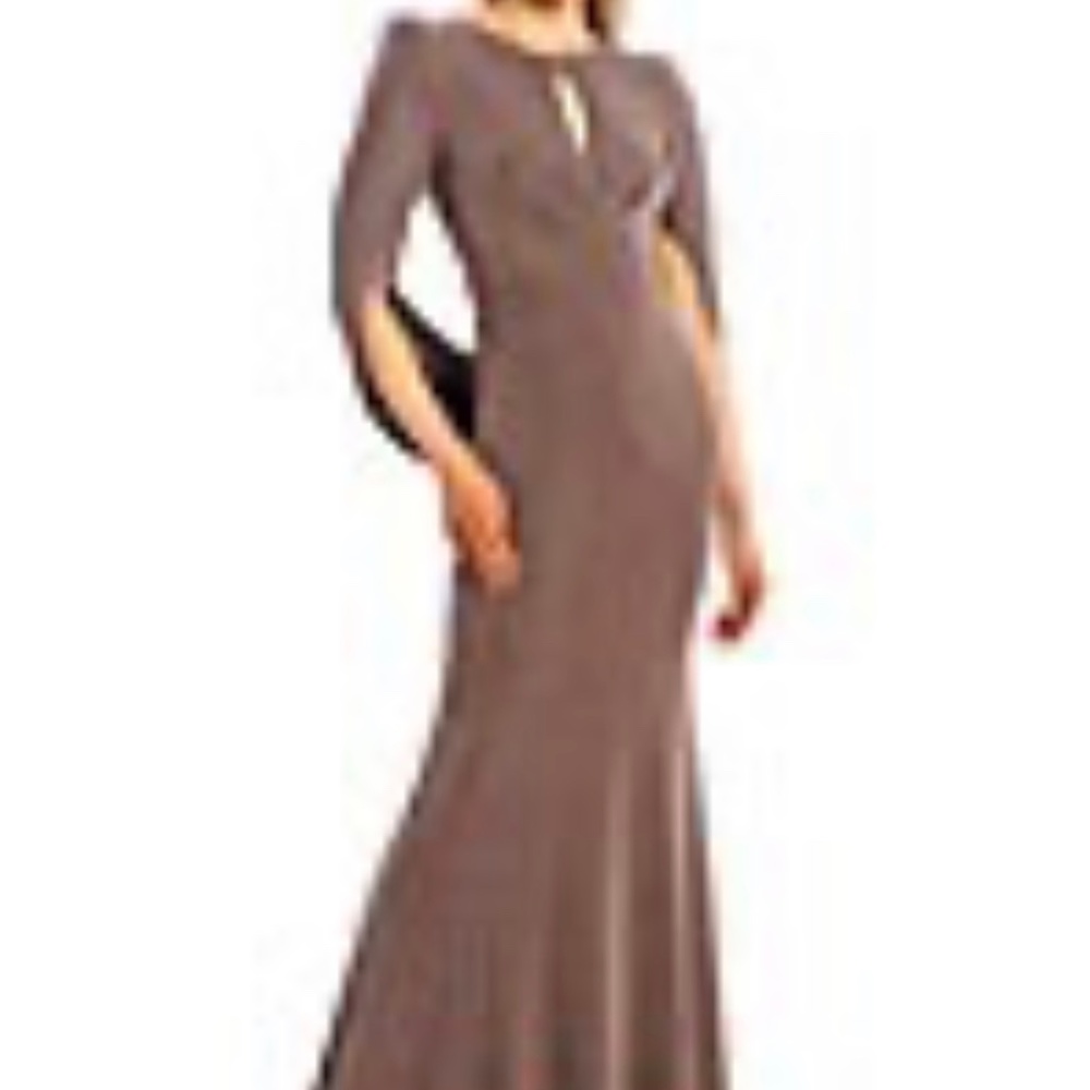 Metallic Knit Keyhole Front Draped Gown